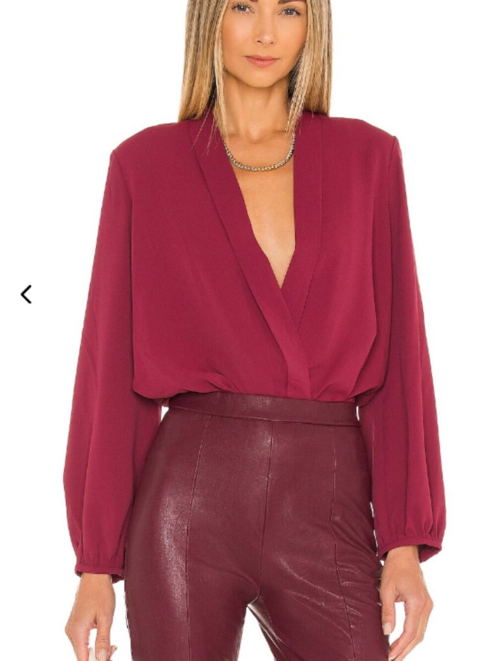Amanda Uprichard Long Sleeve Hera Bodysuit Wine Red Dress Top s small